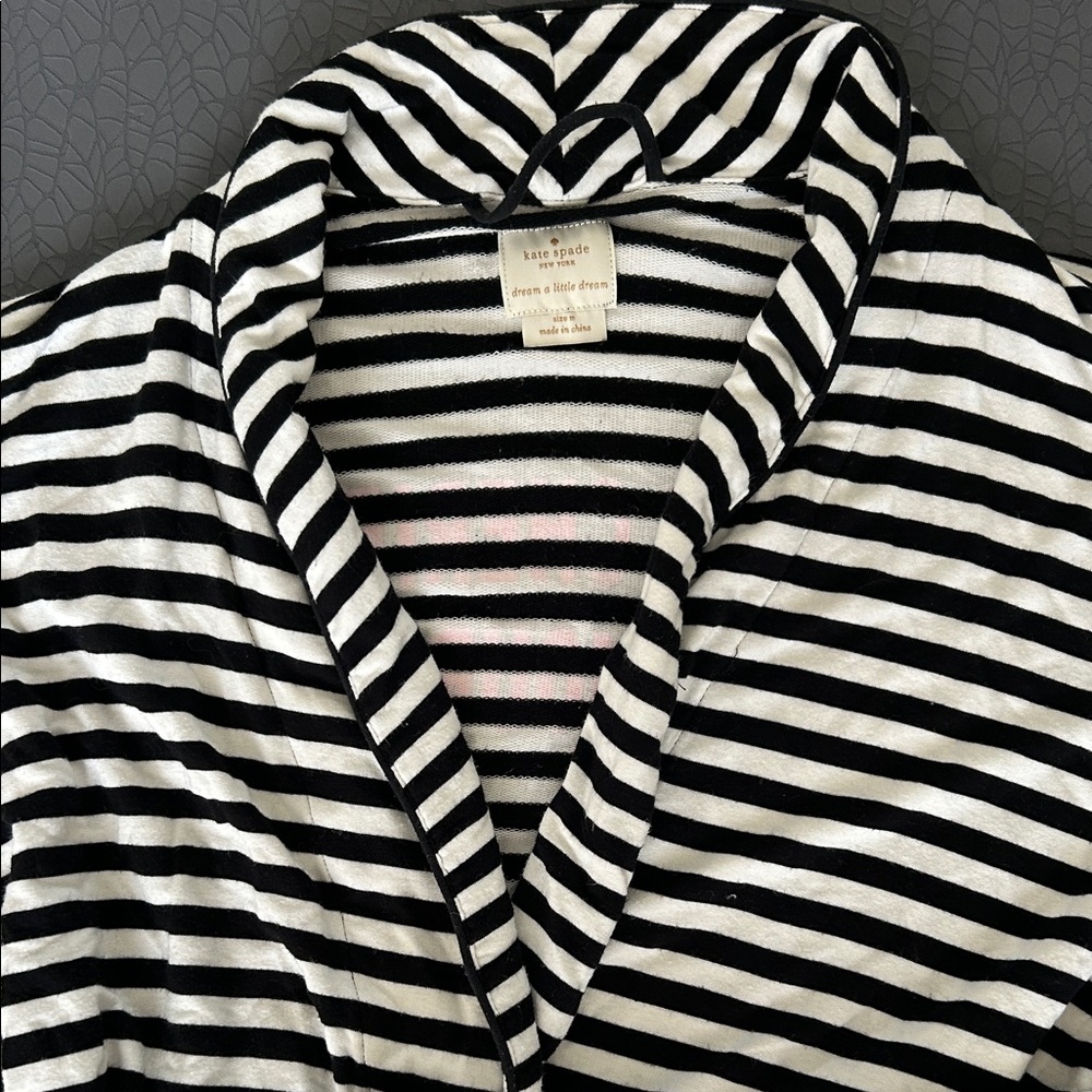 Kate Spade Black and White Striped Robe